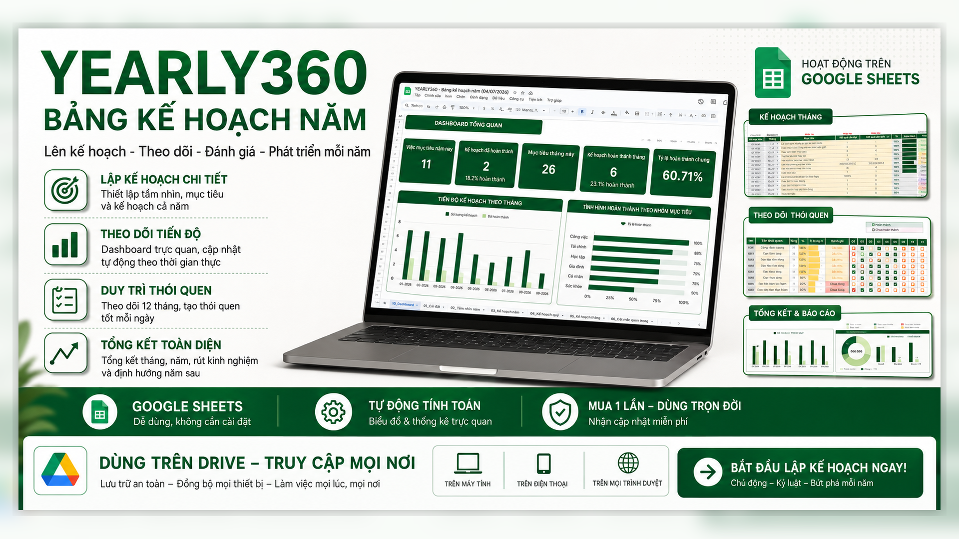 Combo Cá Nhân LifeOS360 — bảng kế hoạch tuần, tháng, năm và tài chính